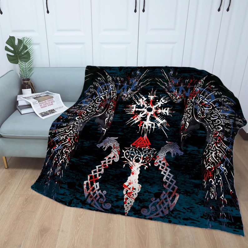 Viking Blanket Quilt Bedding Set Viking Prayer Vintage Blanket To Mother Grandma Grandpa Bedroom Decor - Image 4