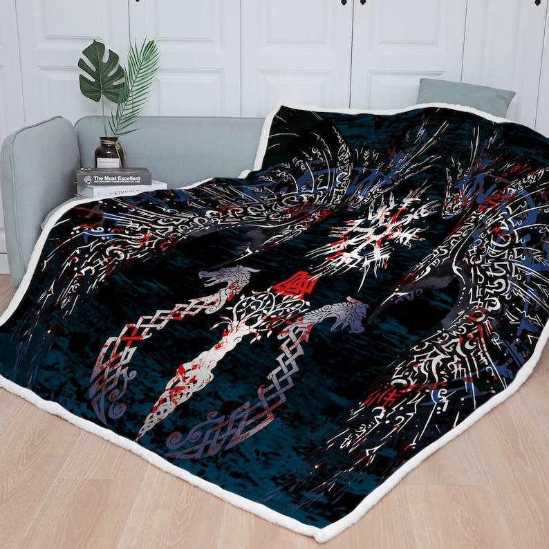 Viking Blanket Quilt Bedding Set Viking Prayer Vintage Blanket To Mother Grandma Grandpa Bedroom Decor - Image 2