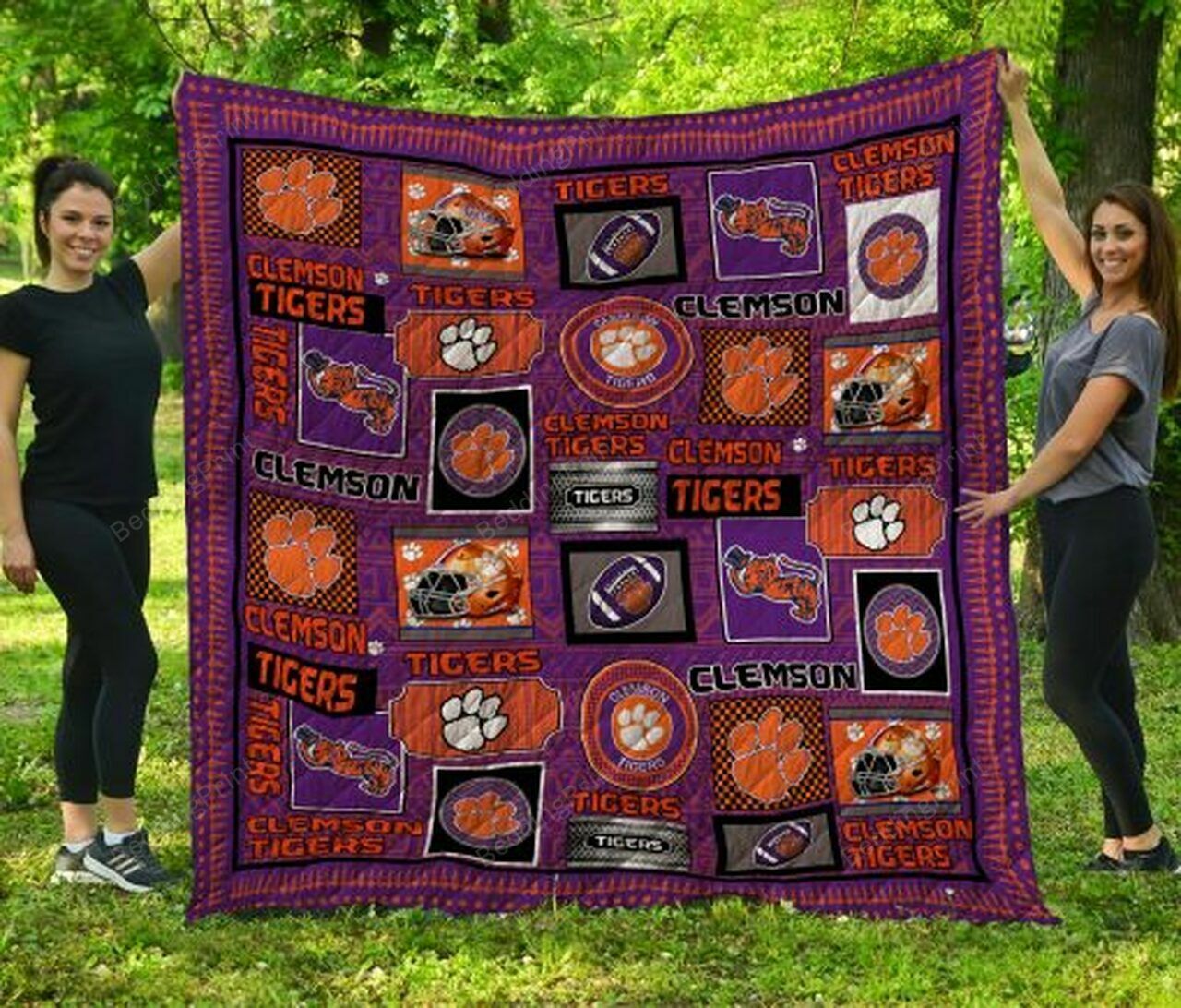 Personalized Ncaa Clemson Tigers Quilt Blanket Bedding Set Gifts for Fans