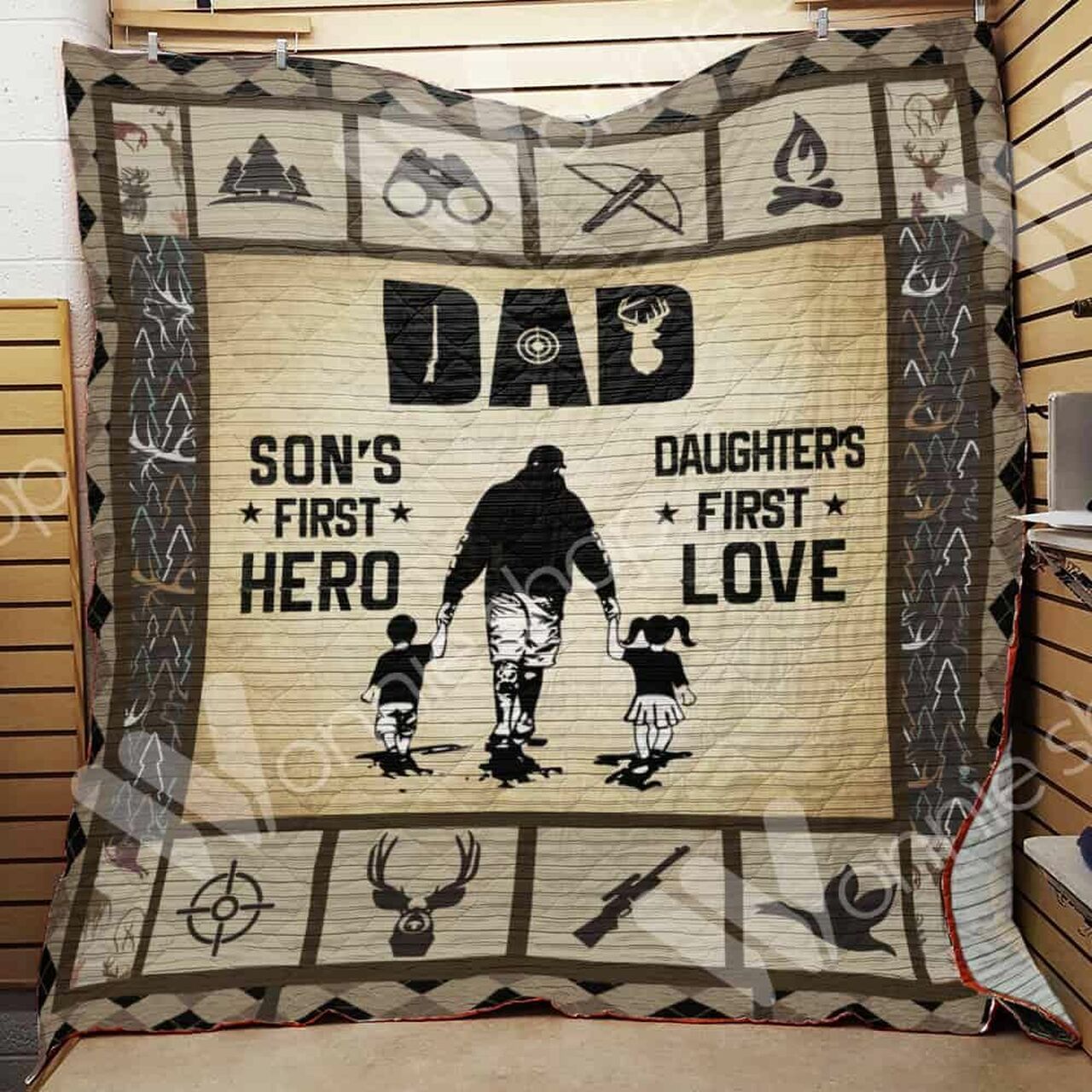 Personalized Hunting Dad Quilt Bedding Set Blanket for Home Decor and Family Gifts