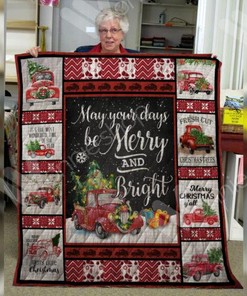 Red Truck Christmas Blanket Red Color for Home Decor