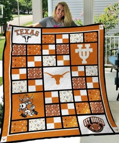 NCAA Texas Longhorns Vintage Logo Quilt Blanket Bedding Set Great for Home Decoration