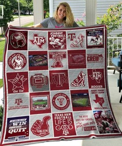 NCAA Texas A&M Aggies Vintage Stadium Quilt Blanket Bedding Set Personalized Home Decor