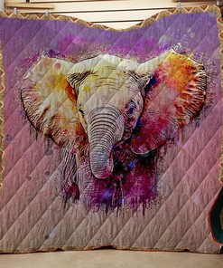 Personalized Elephant Watercolor Quilt Bedding Set Great for Bedroom Decor and Family Gifts