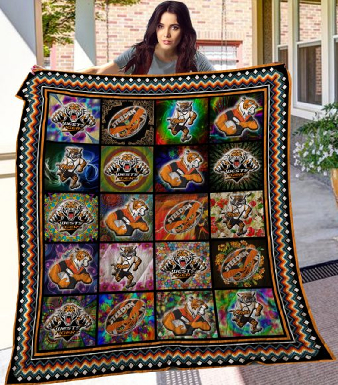 Customized NCAA Clemson Tigers Quilt Blanket for Family Picnic