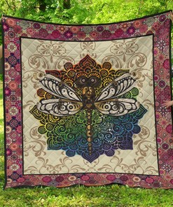 Vintage Style Mandala Dragonfly Gift Idea Quilt Bedding Set Bedroom Decor, Gifts for Family