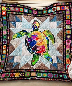Sea Turtle Colorful Quilt Bedding Set Blanket for Home Decor