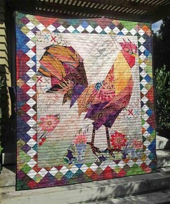 Colorful Rooster Personalized Quilt Blanket Bedding Set - Perfect for Home Decoration and Family Gifts