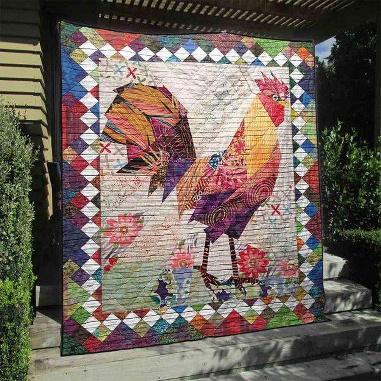 Colorful Rooster Personalized Quilt Blanket Bedding Set - Perfect for Home Decoration and Family Gifts