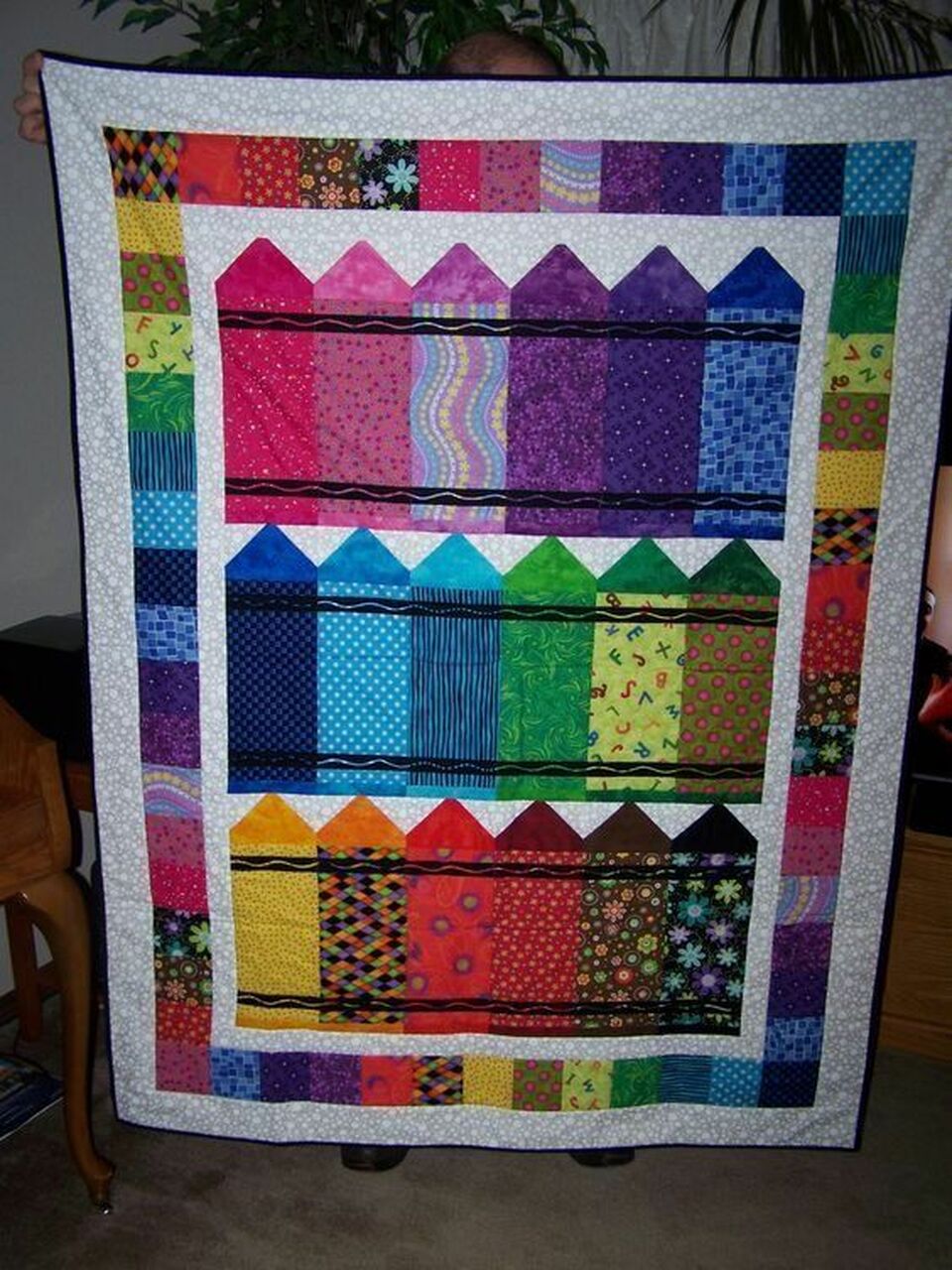 Color Pencil Personalized Quilt Blanket Bedding Set for Bedroom Decor, Great for Family Gifts