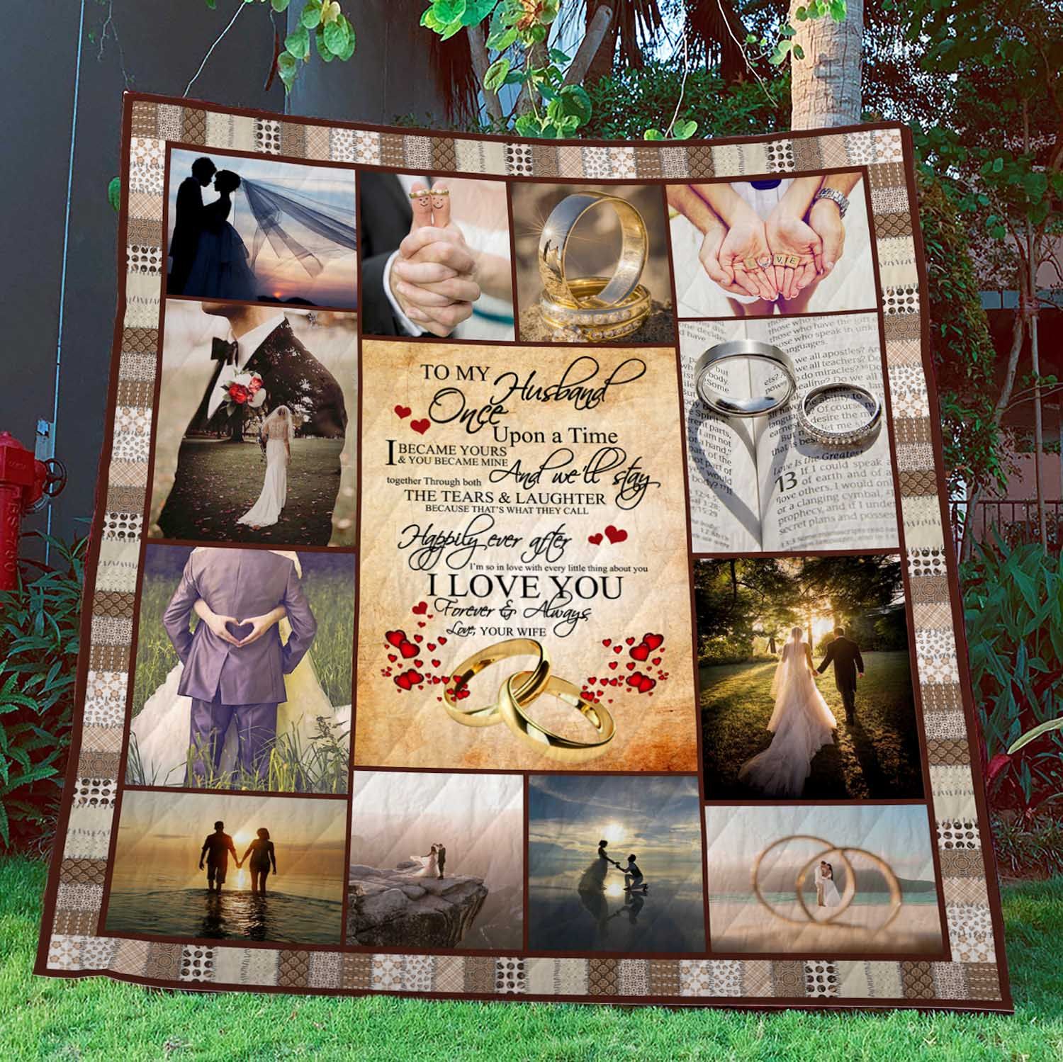 Personalized Family To My Husband Quilt Bedding Set Blanket