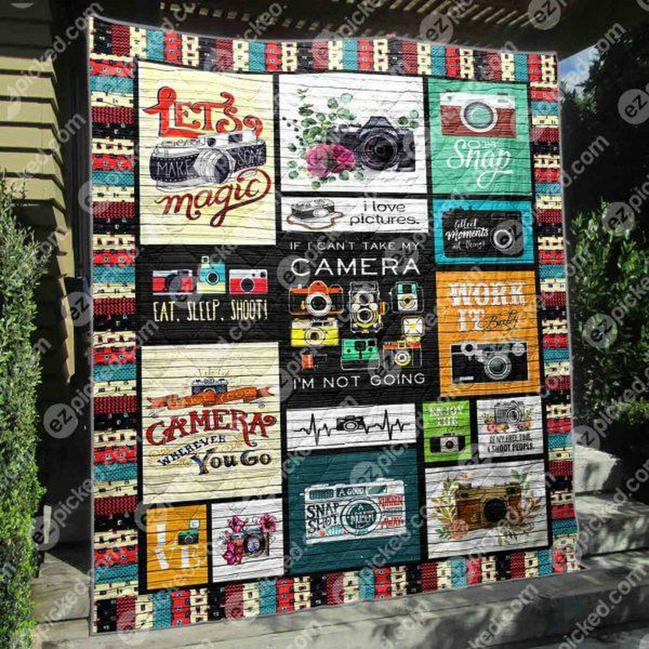 Personalized Vintage Cameras Quilt Bed Set Blanket - Great for Bedroom Decoration and Family Gifts