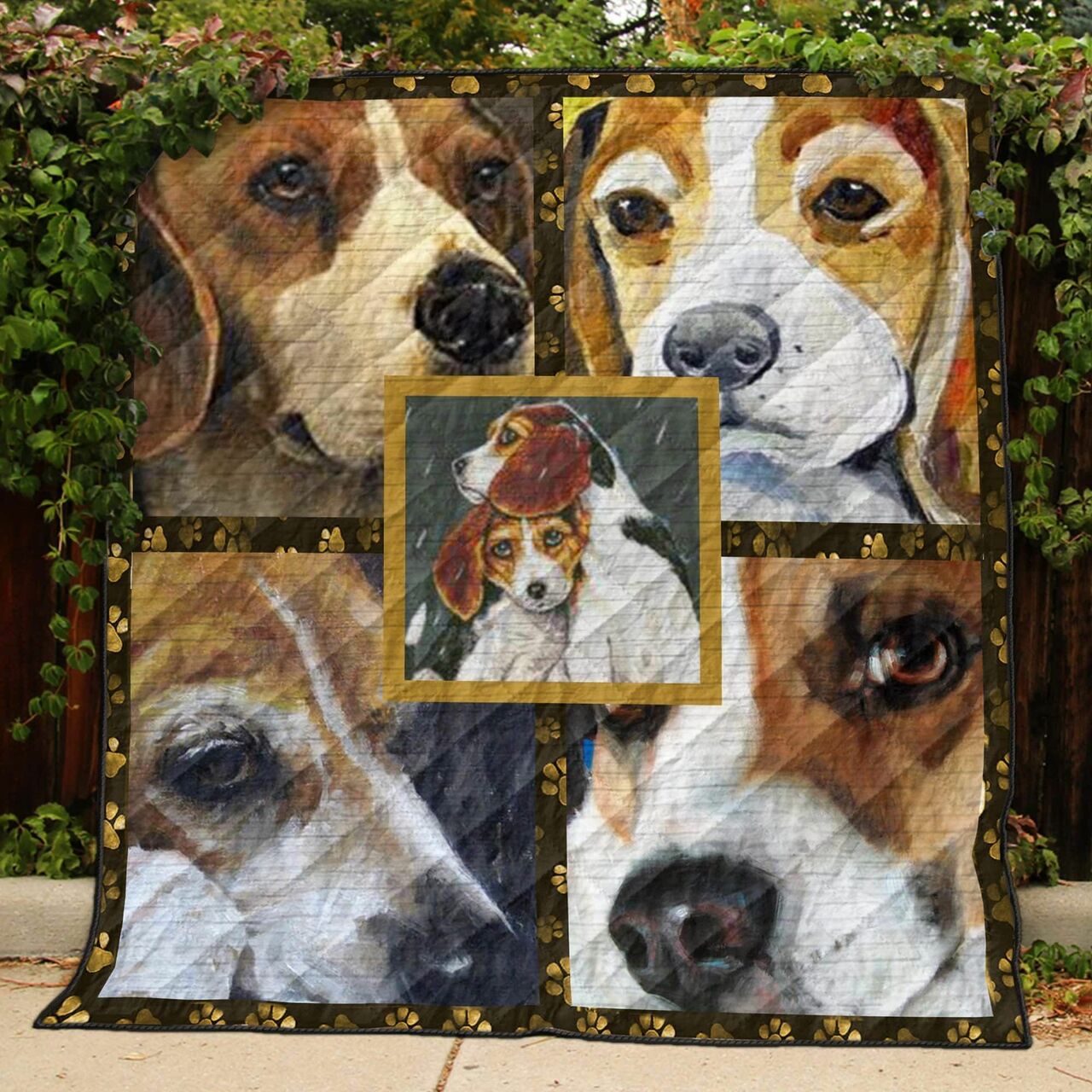 Personalized Vintage Beagle Quilt Bedding Set Great for Bedroom Decor and Family Gifts