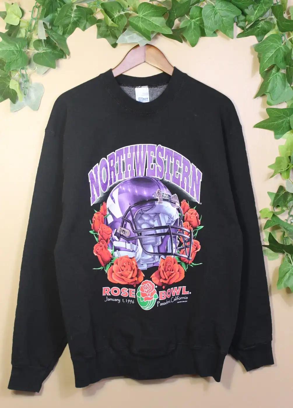 96’ Rosebowl Northwestern Crewneck T-Shirt Sweatshirt Pullover Hoodie Reprinted Full Color Full Size Gift for NCAA Fans