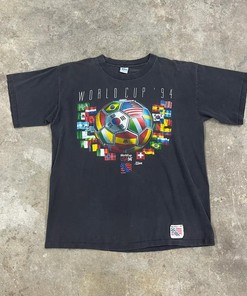 Vintage Style 1994 World Cup Faded Black Single Stitch Tshirt Hoodie Sweatshirt Full Size Full Color