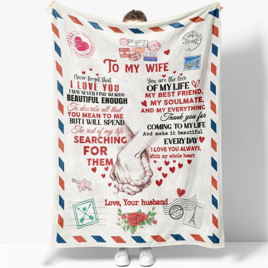 To My Wife You're My Best Friend Heart Love Letter Blanket For Wife From Husband Birthday