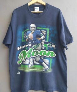 Vintage Style Warren Moon Tshirt Pullover Hoodie Crewneck Sweatshirt Reprinted Full Color Full Size Gifts for NFL Fans