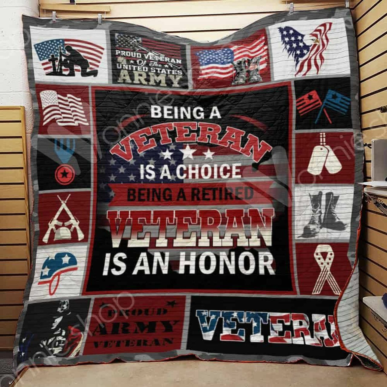 Personalized Retired Veteran Quilt Bed Set Blanket - Great for Bedroom Decoration and Family Gifts