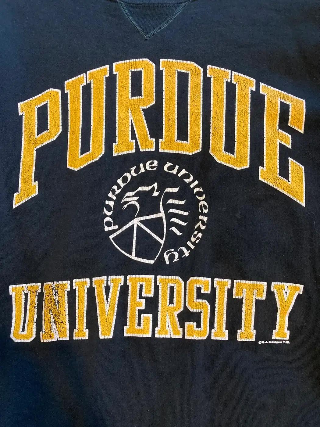 Vintage Style Russel 1990s Perdue Og Yellow Lettering T-Shirt Sweatshirt Hoodie Reprinted Gift for NCAA Fans