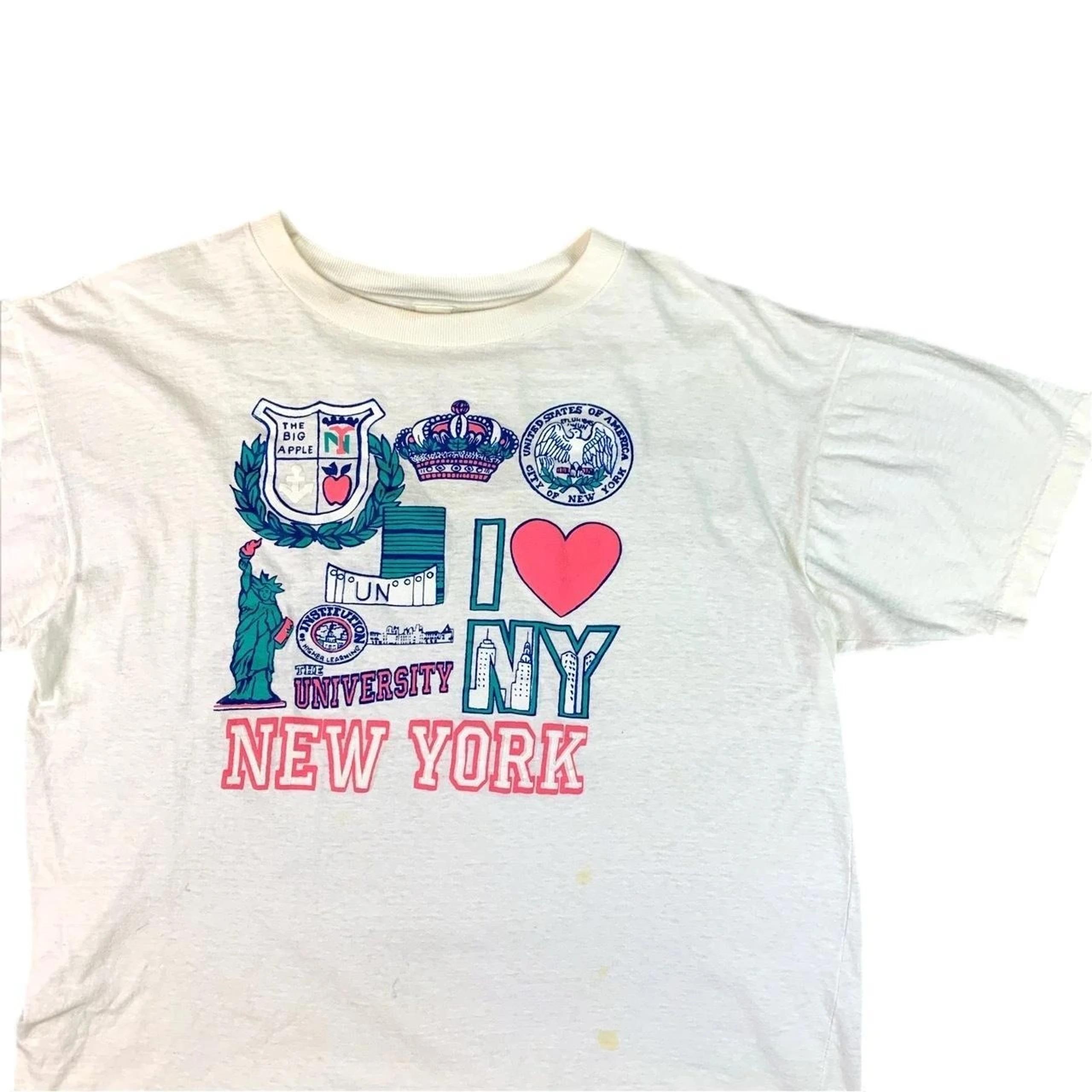 Vintage Style 80s The University of New York Puff Print T Shirt Hoodie Sweatshirt Full Size - Image 2
