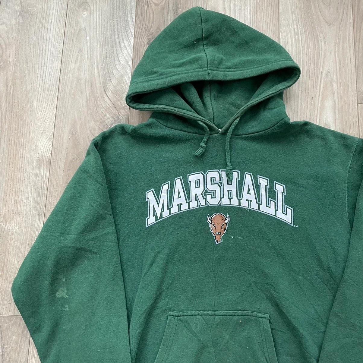 Vintage Style Marshall University Spell Out Hoodie/ Pine Green L Hoodie T-Shirt Sweatshirt Full Size Gifts for Fans - Image 2