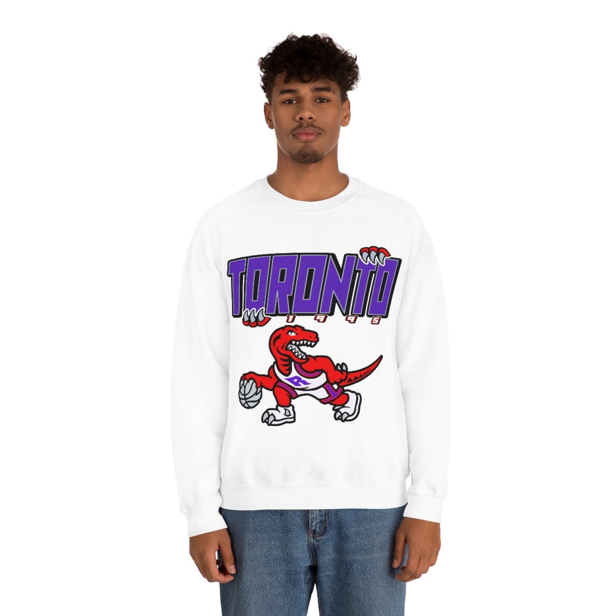 Toronto Raptors Vintage 90's Dinosaur NBA Crewneck Sweatshirt Hoodie Shirt Gifts for Fans - Image 2
