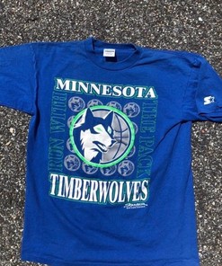Vintage Style Minnesota Timberwolves Starter Shirt Hoodie Sweatshirt Reprinted Full Size Gifts for NBA Fans