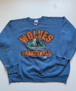 Vintage Style 90s Minnesota Wolves NBA Basketball Graphic Shirt Hoodie Sweatshirt Reprinted Full Size Gifts for NBA Fans