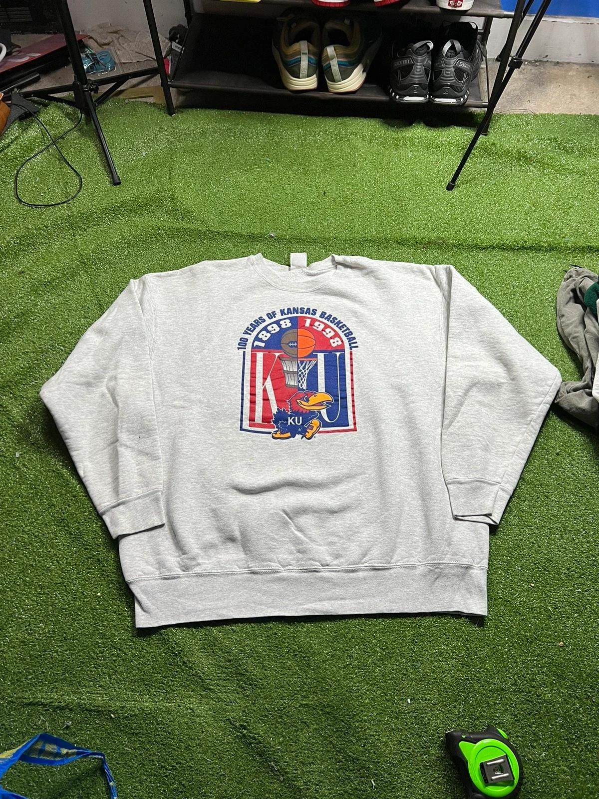 Vintage Style 100 Years of Kansas University Basketball Crewneck Hoodie T-Shirt Sweatshirt Full Size Gifts for Fans