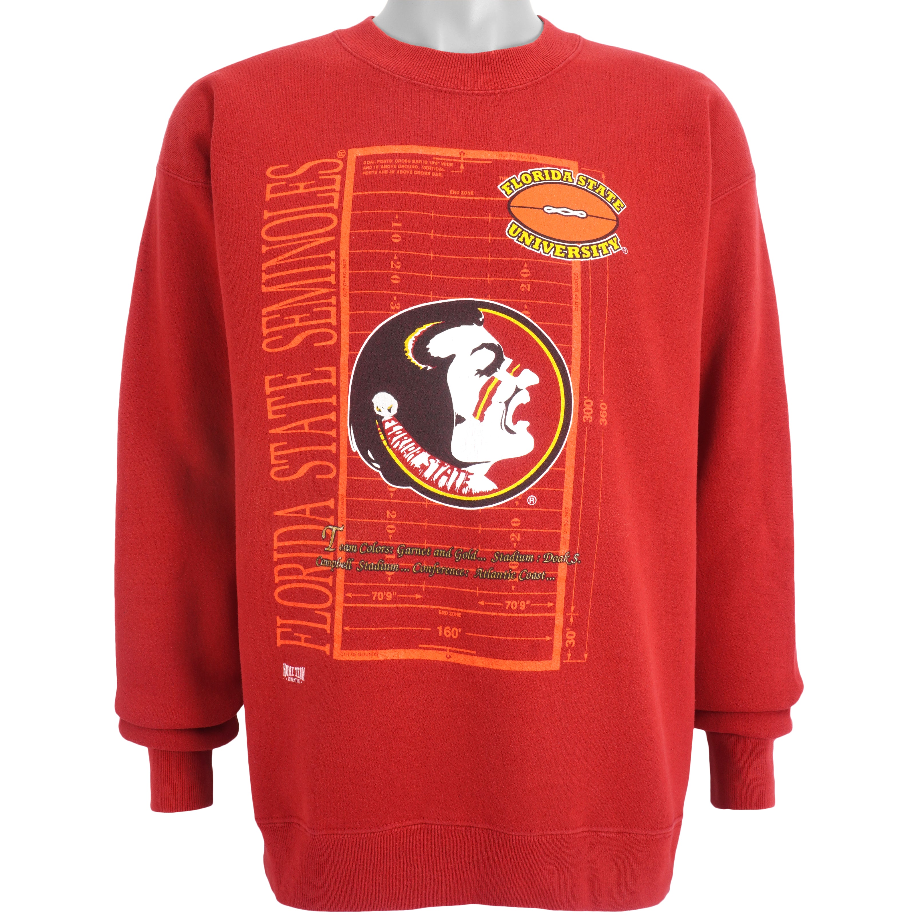 NCAA Florida State Seminoles Crew Neck Sweatshirt 1990s Vintage Style Hoodie Shirt Reprinted Full Size Gifts for Fans