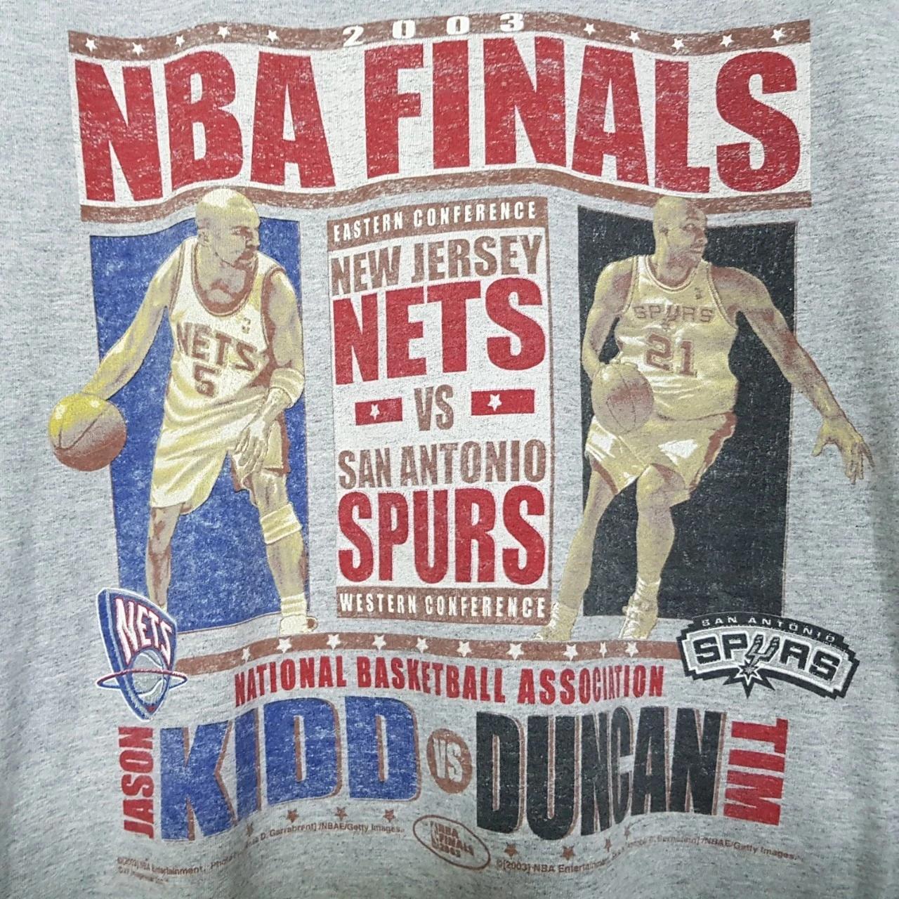 Vintage Style 2003's Finals San Antonio Spurs New Jersey Nets Shirt Hoodie Sweatshirt Reprinted Full Size Gifts for NBA Fans - Image 2