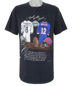 Nfl Cowboys Vs Bills Super Bowl 28Th T-Shirt 1993 Vintage Style Hoodie Sweatshirt Reprinted Full Size Gifts for Fans