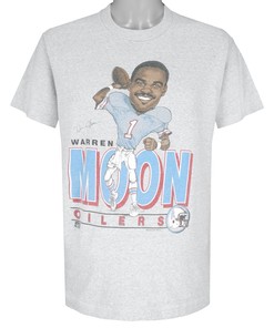 Nfl Houston Oilers Warren Moon Caricature T-Shirt 1990s Vintage Style Hoodie Sweatshirt Reprinted Full Size Gifts for Fans