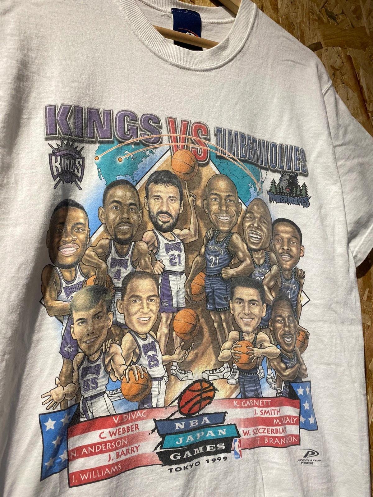 Vintage Style NBA King Vs Timberwolvers 1999 Tokyo Japan Games Shirt Hoodie Sweatshirt Reprinted Full Size Gifts for NBA Fans - Image 4