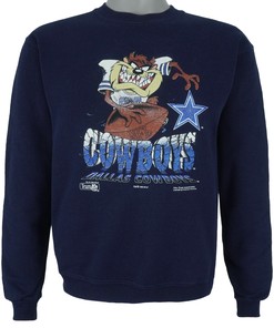 Nfl Dallas Taz X Cowboys Crew Neck Sweatshirt 1995 Vintage Style Hoodie Shirt Reprinted Full Size Gifts for Fans
