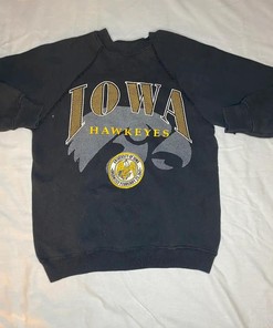 Vintage Style Iowa Hawkeye T-Shirt Sweatshirt Pullover Hoodie Reprinted Full Color Full Size Gift for NCAA Fans