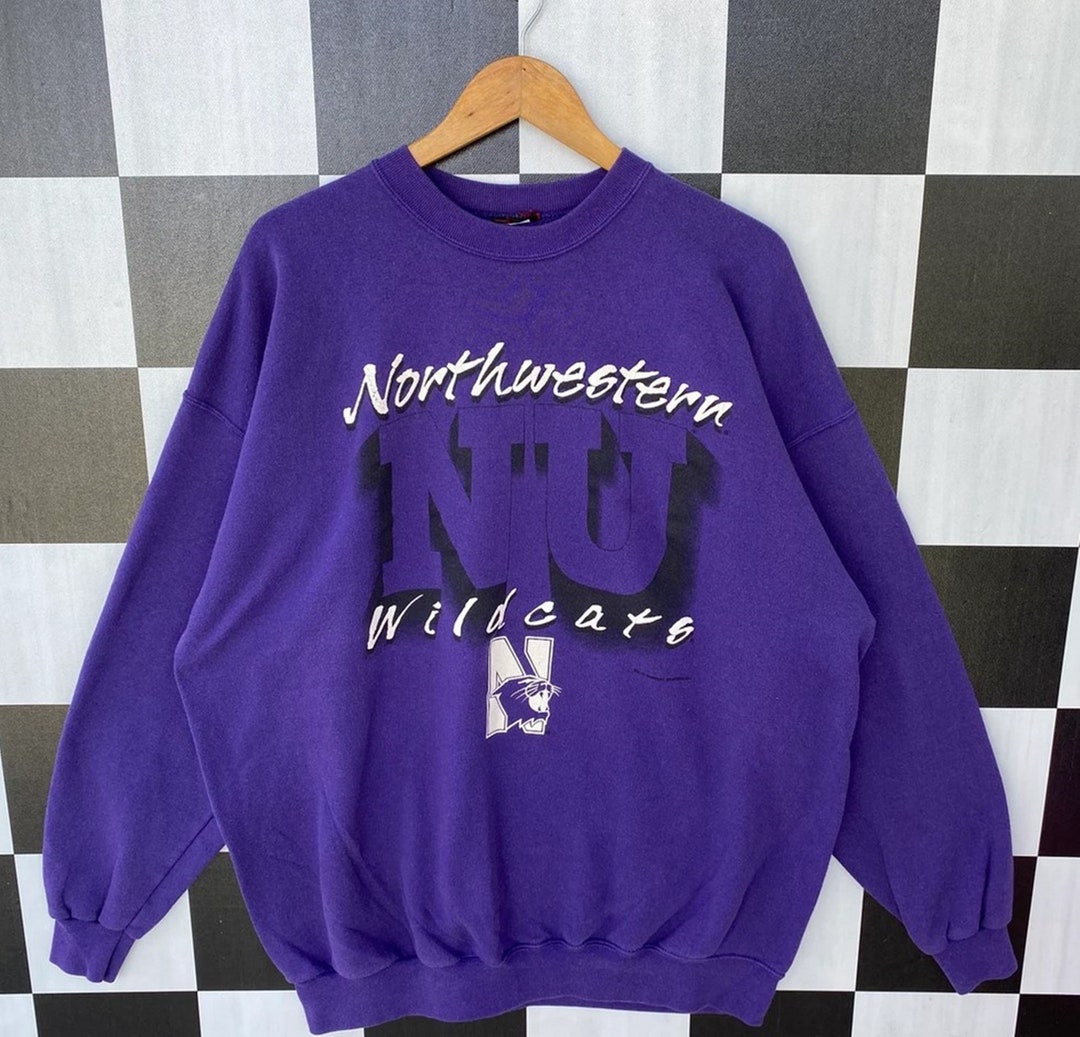 Vintage 90s Northwestern Wildcats Sweatshirt, Jumper Northwestern Wildcats Crewneck, Big Logo Northwestern Wildcats Shirt