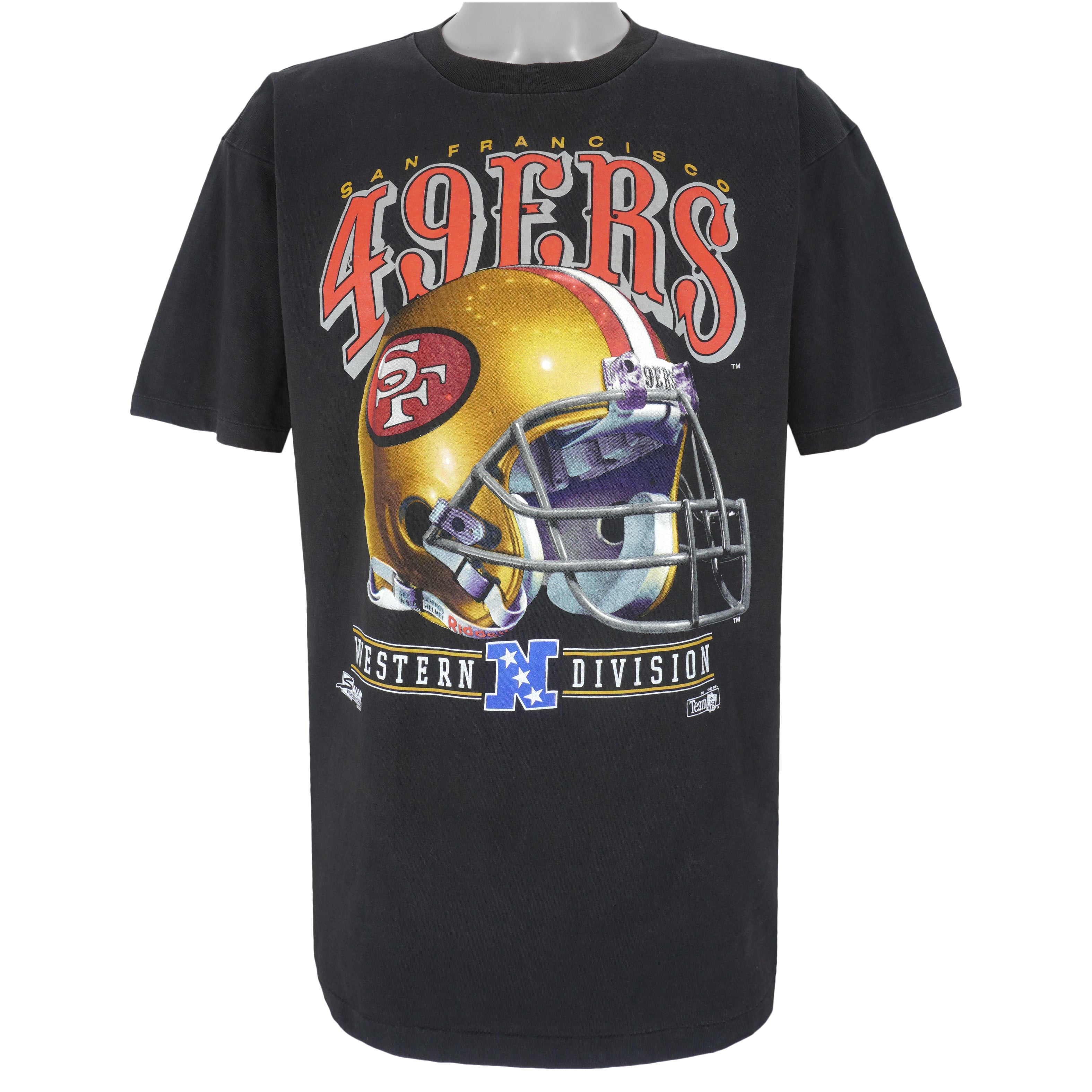 Nfl Black San Francisco 49Ers T-Shirt 1992 Vintage Style Hoodie Sweatshirt Reprinted Full Size Gifts for Fans