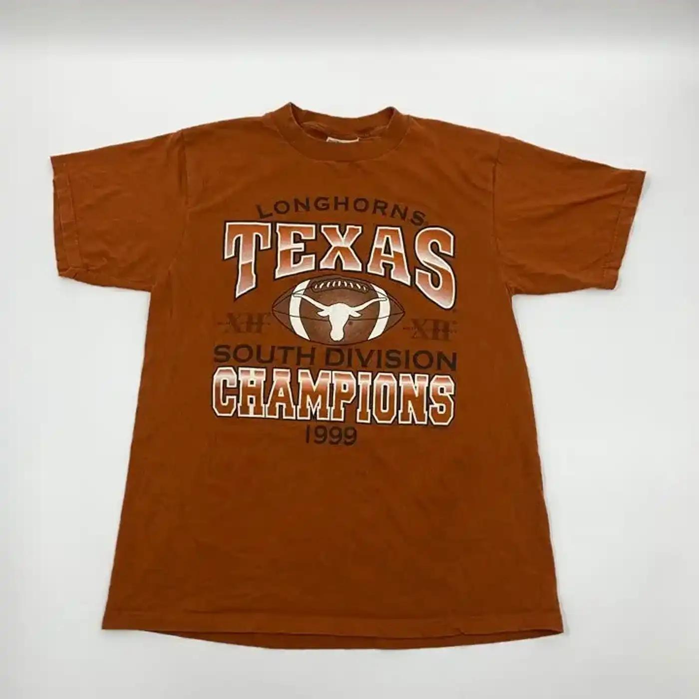 1999 Texas Longhorns Big 12 Champs T-Shirt Sweatshirt Pullover Hoodie Reprinted Full Color Full Size Gift for NCAA Fans
