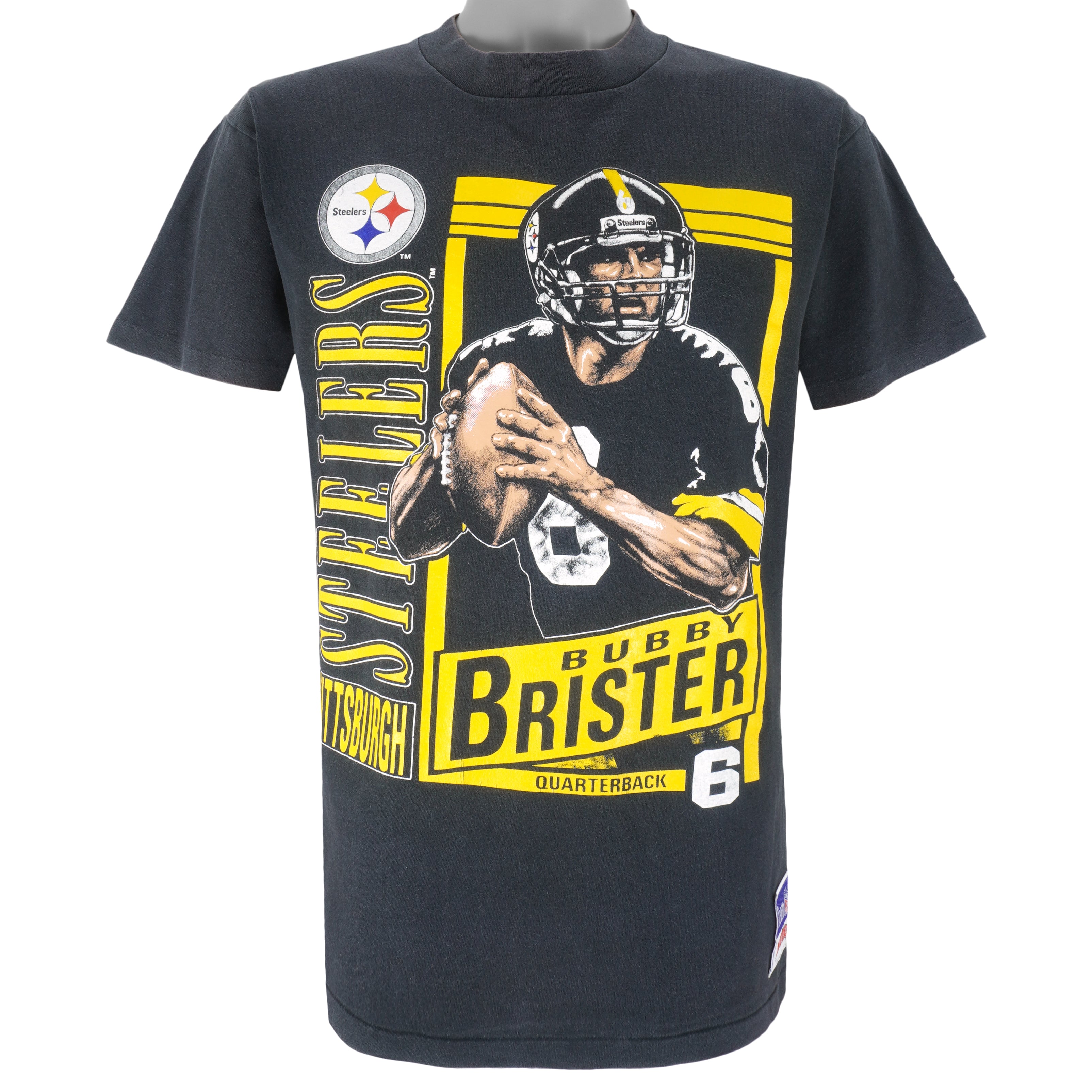 Nfl Pittsburgh Steelers Bubby Brister Stat T-Shirt 1990s Vintage Style Hoodie Sweatshirt Reprinted Full Size Gifts for Fans