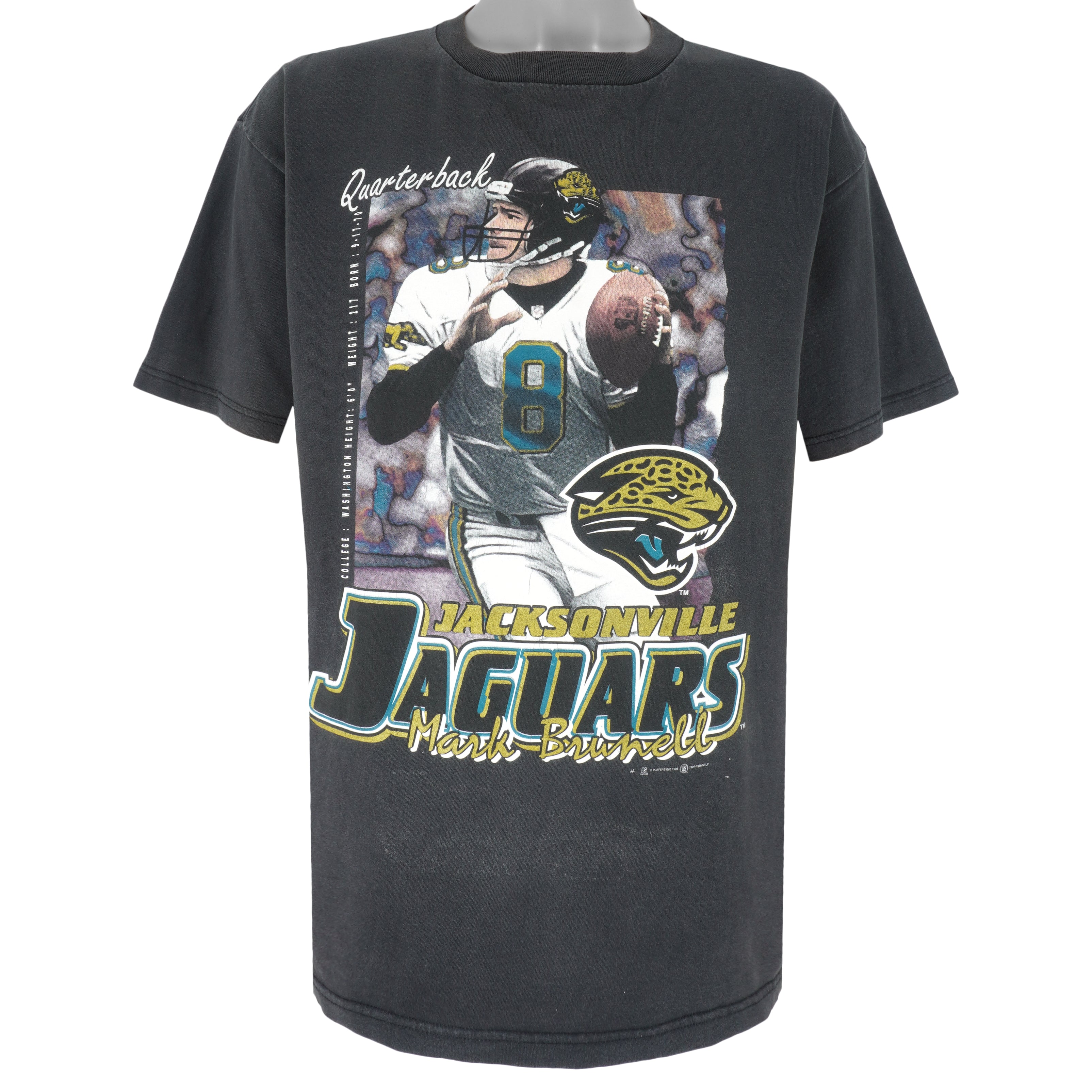 Nfl Jacksonville Jaguars Mark Brunell Quarterback T-Shirt 1998 Vintage Style Hoodie Sweatshirt Reprinted Full Size Gifts for Fans