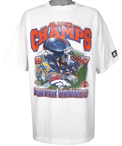 Starter Denver Broncos Afc Champions T-Shirt 1997 Vintage Style Hoodie Sweatshirt Reprinted Full Size Gifts for Fans