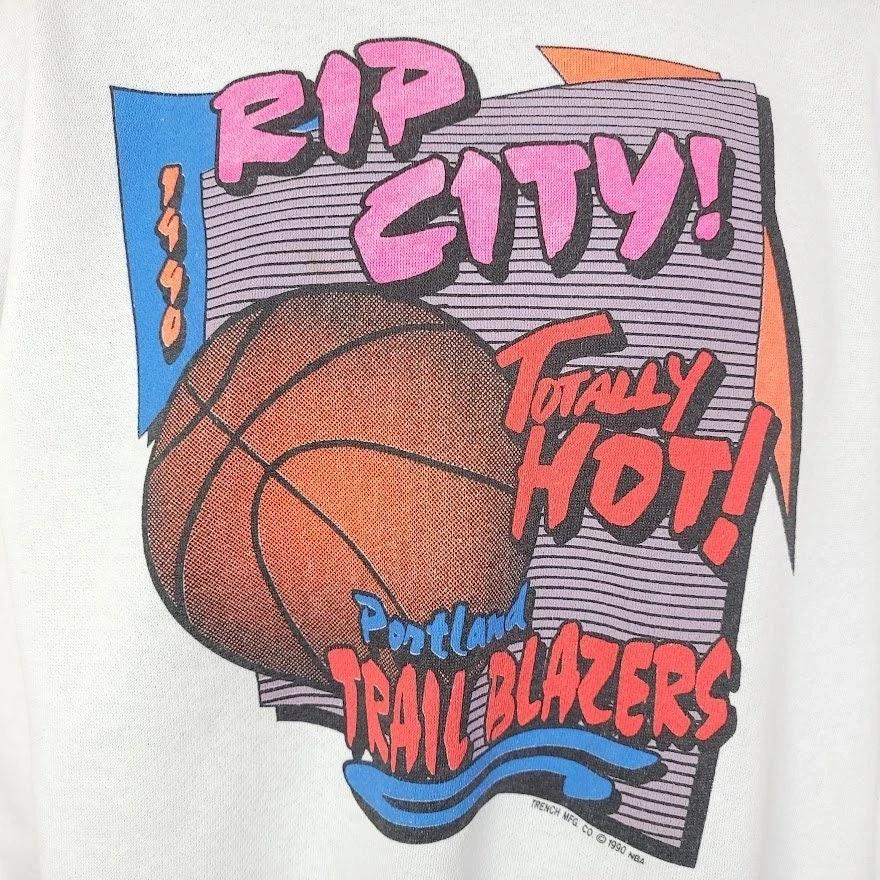 Portland Trail Blazers Sweatshirt Vintage 90s 1990 Rip City Shirt Hoodie Sweatshirt Reprinted Full Size Gifts for NBA Fans - Image 2