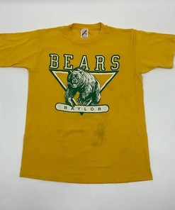 90s Gold Baylor Bears Single Stitch T-Shirt Sweatshirt Pullover Hoodie Reprinted Full Color Full Size Gift for NCAA Fans