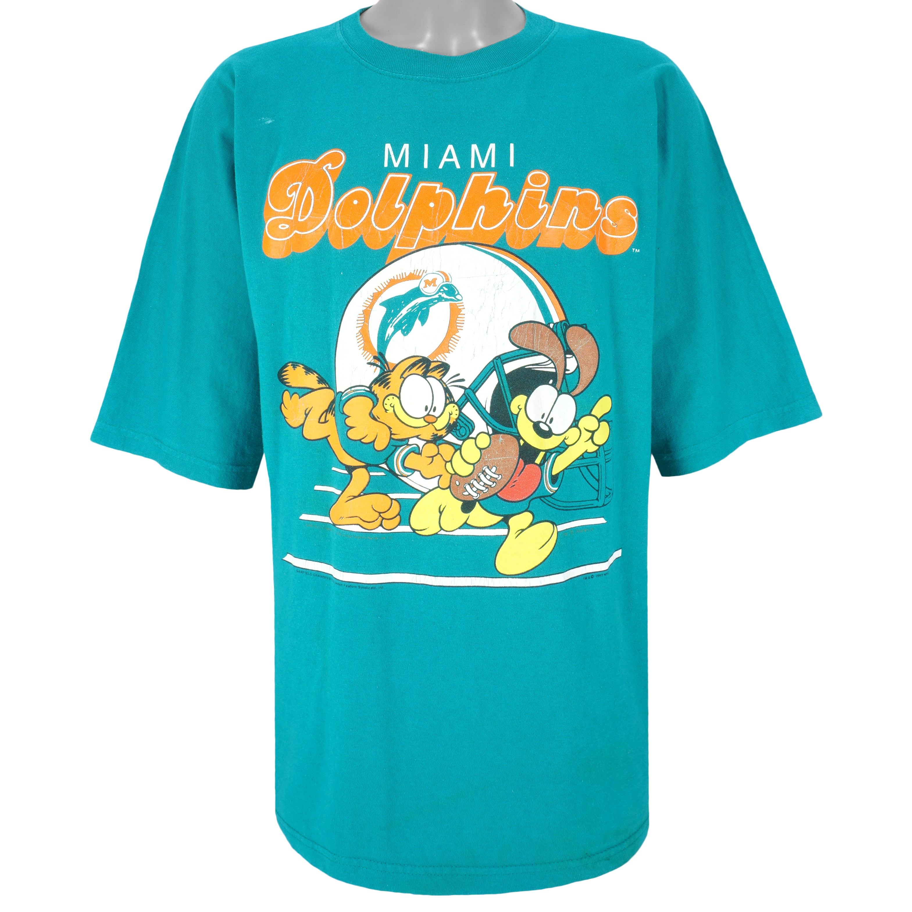 Nfl Miami Dolphins X GarfieldNotre Dame Odie T-Shirt 1993 Vintage Style Hoodie Sweatshirt Reprinted Full Size Gifts for Fans