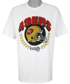 Nfl San Francisco 49Ers Spell-Out T-Shirt 1990s Vintage Style Hoodie Sweatshirt Reprinted Full Size Gifts for Fans