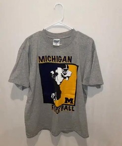 Vintage Style Michigan Football T-Shirt Sweatshirt Pullover Hoodie Reprinted Full Color Full Size Gift for NCAA Fans