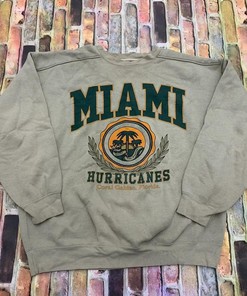 Vintage Style Miami Hurricanes T-Shirt Sweatshirt Pullover Hoodie Reprinted Full Color Full Size Gift for NCAA Fans