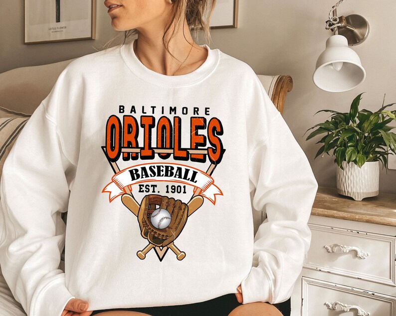Baltimore Baseball Crewneck Sweatshirt, Vintage Baltimore Baseball Shirt, Baltimore MLBShirt, Baltimore Fan Shirt - Image 3