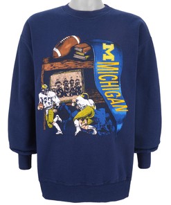 Nfl Michigan Wolverines Crew Neck Sweatshirt 1990s Vintage Style Hoodie Shirt Reprinted Full Size Gifts for Fans